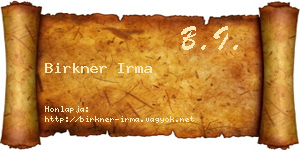 Birkner Irma névjegykártya